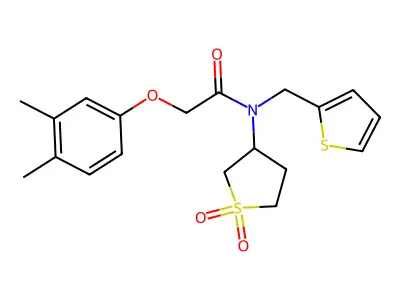 2-(3,4-dimethylphenoxy)-N-(1,1-dioxidotetrahydrothiophen-3-yl)-N-(thiophen-2-ylmethyl)acetamide structure