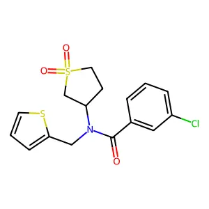 3-chloro-N-(1,1-dioxidotetrahydrothiophen-3-yl)-N-(thiophen-2-ylmethyl)benzamide structure