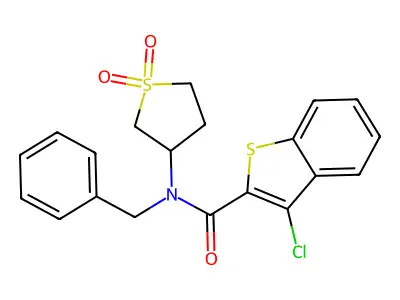 N-benzyl-3-chloro-N-(1,1-dioxidotetrahydrothiophen-3-yl)-1-benzothiophene-2-carboxamide structure