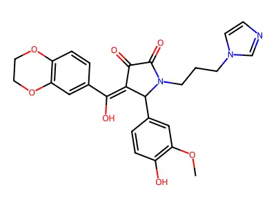 4-(2,3-dihydro-1,4-benzodioxine-6-carbonyl)-3-hydroxy-5-(4-hydroxy-3-methoxyphenyl)-1-[3-(1H-imidazol-1-yl)propyl]-2,5-dihydro-1H-pyrrol-2-one structure