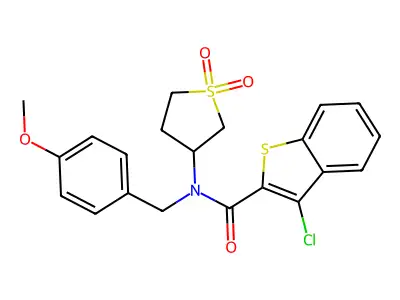 3-chloro-N-(1,1-dioxidotetrahydrothiophen-3-yl)-N-(4-methoxybenzyl)-1-benzothiophene-2-carboxamide structure