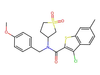 3-chloro-N-(1,1-dioxidotetrahydrothiophen-3-yl)-N-(4-methoxybenzyl)-6-methyl-1-benzothiophene-2-carboxamide structure
