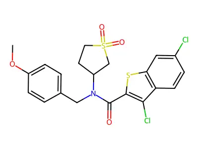 3,6-dichloro-N-(1,1-dioxidotetrahydrothiophen-3-yl)-N-(4-methoxybenzyl)-1-benzothiophene-2-carboxamide structure