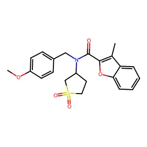 N-(1,1-dioxidotetrahydrothiophen-3-yl)-N-(4-methoxybenzyl)-3-methyl-1-benzofuran-2-carboxamide structure