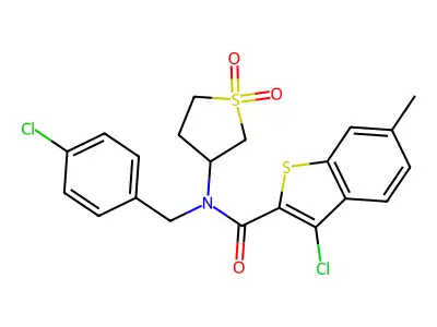 3-chloro-N-(4-chlorobenzyl)-N-(1,1-dioxidotetrahydrothiophen-3-yl)-6-methyl-1-benzothiophene-2-carboxamide structure