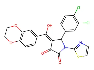 5-(3,4-dichlorophenyl)-4-(2,3-dihydro-1,4-benzodioxine-6-carbonyl)-3-hydroxy-1-(1,3-thiazol-2-yl)-2,5-dihydro-1H-pyrrol-2-one structure