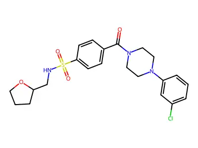 4-[4-(3-chlorophenyl)piperazine-1-carbonyl]-N-(oxolan-2-ylmethyl)benzenesulfonamide structure