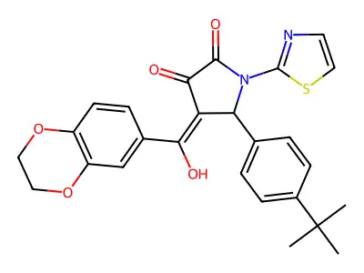 5-(4-tert-butylphenyl)-4-(2,3-dihydro-1,4-benzodioxine-6-carbonyl)-3-hydroxy-1-(1,3-thiazol-2-yl)-2,5-dihydro-1H-pyrrol-2-one structure