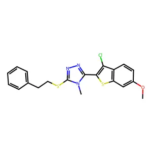 3-(3-chloro-6-methoxy-1-benzothiophen-2-yl)-4-methyl-5-[(2-phenylethyl)sulfanyl]-4H-1,2,4-triazole structure