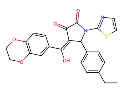 4-(2,3-dihydro-1,4-benzodioxine-6-carbonyl)-5-(4-ethylphenyl)-3-hydroxy-1-(1,3-thiazol-2-yl)-2,5-dihydro-1H-pyrrol-2-one structure