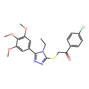 1-(4-chlorophenyl)-2-((4-ethyl-5-(3,4,5-trimethoxyphenyl)-4H-1,2,4-triazol-3-yl)thio)ethanone structure