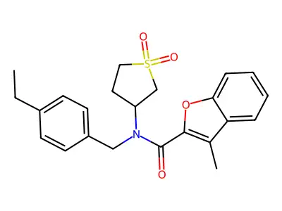 N-(1,1-dioxidotetrahydrothiophen-3-yl)-N-(4-ethylbenzyl)-3-methyl-1-benzofuran-2-carboxamide structure