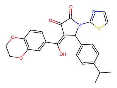 4-(2,3-dihydro-1,4-benzodioxine-6-carbonyl)-3-hydroxy-5-[4-(propan-2-yl)phenyl]-1-(1,3-thiazol-2-yl)-2,5-dihydro-1H-pyrrol-2-one structure