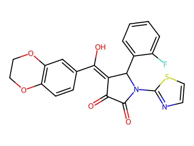 4-(2,3-dihydro-1,4-benzodioxine-6-carbonyl)-5-(2-fluorophenyl)-3-hydroxy-1-(1,3-thiazol-2-yl)-2,5-dihydro-1H-pyrrol-2-one structure