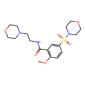 2-methoxy-N-(2-morpholin-4-ylethyl)-5-morpholin-4-ylsulfonylbenzamide structure