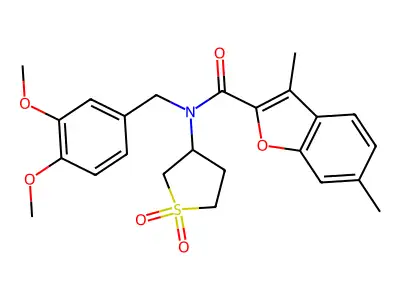 N-(3,4-dimethoxybenzyl)-N-(1,1-dioxidotetrahydrothiophen-3-yl)-3,6-dimethyl-1-benzofuran-2-carboxamide structure