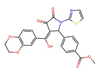 methyl 4-[3-(2,3-dihydro-1,4-benzodioxine-6-carbonyl)-4-hydroxy-5-oxo-1-(1,3-thiazol-2-yl)-2,5-dihydro-1H-pyrrol-2-yl]benzoate structure