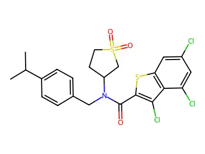 3,4,6-trichloro-N-(1,1-dioxidotetrahydrothiophen-3-yl)-N-[4-(propan-2-yl)benzyl]-1-benzothiophene-2-carboxamide structure