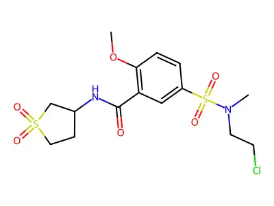 5-[2-chloroethyl(methyl)sulfamoyl]-N-(1,1-dioxothiolan-3-yl)-2-methoxybenzamide structure