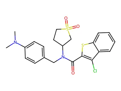 3-chloro-N-[4-(dimethylamino)benzyl]-N-(1,1-dioxidotetrahydrothiophen-3-yl)-1-benzothiophene-2-carboxamide structure