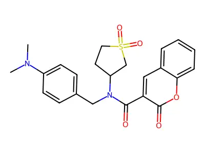 N-(4-(dimethylamino)benzyl)-N-(1,1-dioxidotetrahydrothiophen-3-yl)-2-oxo-2H-chromene-3-carboxamide structure