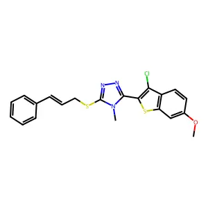 3-(3-chloro-6-methoxy-1-benzothiophen-2-yl)-4-methyl-5-{[(2E)-3-phenylprop-2-en-1-yl]sulfanyl}-4H-1,2,4-triazole structure