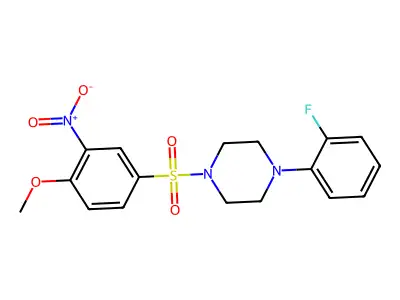 1-(2-Fluorophenyl)-4-(4-methoxy-3-nitrophenyl)sulfonylpiperazine structure
