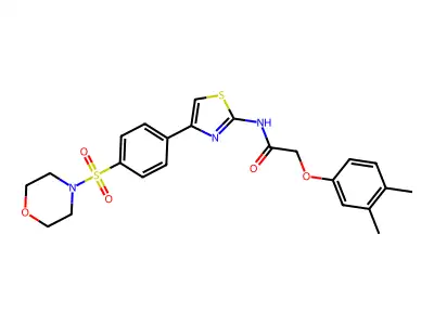 2-(3,4-dimethylphenoxy)-N-{4-[4-(4-morpholinylsulfonyl)phenyl]-1,3-thiazol-2-yl}acetamide structure