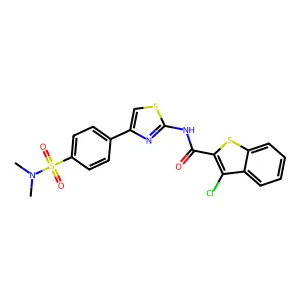 3-chloro-N-{4-[4-(dimethylsulfamoyl)phenyl]-1,3-thiazol-2-yl}-1-benzothiophene-2-carboxamide structure