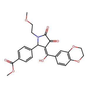 methyl 4-[3-(2,3-dihydro-1,4-benzodioxine-6-carbonyl)-4-hydroxy-1-(2-methoxyethyl)-5-oxo-2,5-dihydro-1H-pyrrol-2-yl]benzoate structure