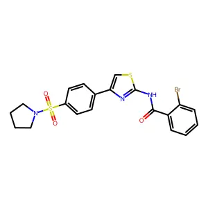 2-bromo-N-{4-[4-(pyrrolidin-1-ylsulfonyl)phenyl]-1,3-thiazol-2-yl}benzamide structure