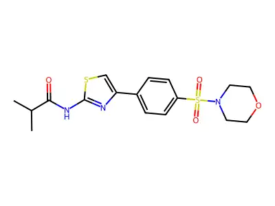 2-methyl-N-[4-(4-morpholin-4-ylsulfonylphenyl)-1,3-thiazol-2-yl]propanamide structure