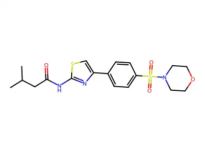 3-methyl-N-{4-[4-(4-morpholinylsulfonyl)phenyl]-1,3-thiazol-2-yl}butanamide structure