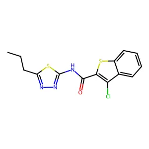 3-chloro-N-(5-propyl-1,3,4-thiadiazol-2-yl)-1-benzothiophene-2-carboxamide structure