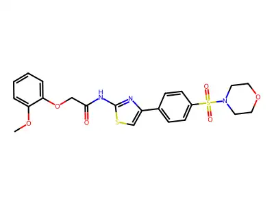 2-(2-methoxyphenoxy)-N-{4-[4-(4-morpholinylsulfonyl)phenyl]-1,3-thiazol-2-yl}acetamide structure