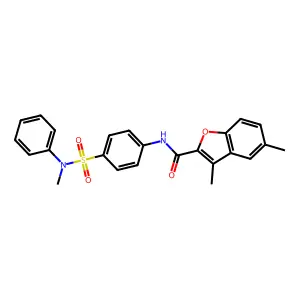 3,5-dimethyl-N-{4-[methyl(phenyl)sulfamoyl]phenyl}-1-benzofuran-2-carboxamide structure