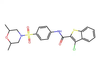 3-chloro-N-{4-[(2,6-dimethylmorpholin-4-yl)sulfonyl]phenyl}-1-benzothiophene-2-carboxamide structure