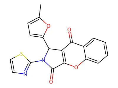 1-(5-methylfuran-2-yl)-2-(1,3-thiazol-2-yl)-1H-chromeno[2,3-c]pyrrole-3,9-dione structure