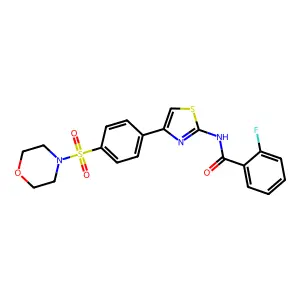 2-fluoro-N-{4-[4-(morpholin-4-ylsulfonyl)phenyl]-1,3-thiazol-2-yl}benzamide structure