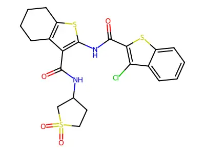 3-chloro-N-{3-[(1,1-dioxidotetrahydrothiophen-3-yl)carbamoyl]-4,5,6,7-tetrahydro-1-benzothiophen-2-yl}-1-benzothiophene-2-carboxamide structure