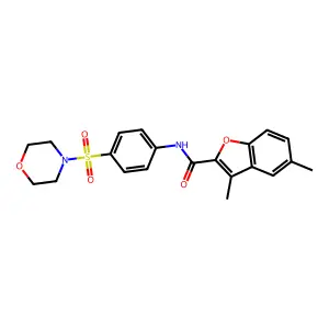 3,5-dimethyl-N-[4-(morpholin-4-ylsulfonyl)phenyl]-1-benzofuran-2-carboxamide structure
