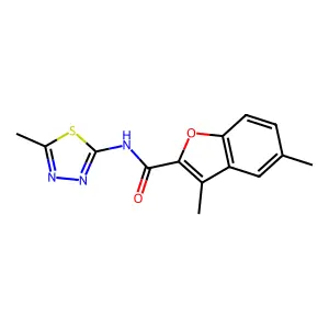 3,5-dimethyl-N-(5-methyl-1,3,4-thiadiazol-2-yl)-1-benzofuran-2-carboxamide structure