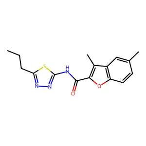 3,5-dimethyl-N-(5-propyl-1,3,4-thiadiazol-2-yl)-1-benzofuran-2-carboxamide structure