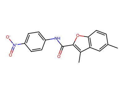 3,5-dimethyl-N-(4-nitrophenyl)-1-benzofuran-2-carboxamide structure