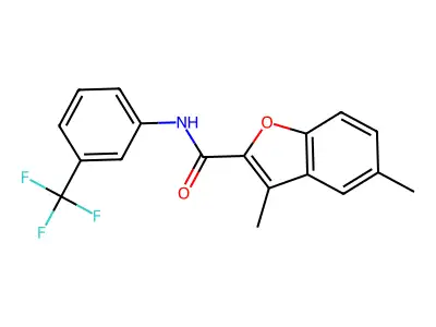 3,5-dimethyl-N-[3-(trifluoromethyl)phenyl]-1-benzofuran-2-carboxamide structure
