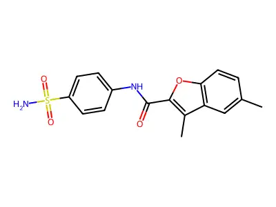3,5-dimethyl-N-(4-sulfamoylphenyl)-1-benzofuran-2-carboxamide structure