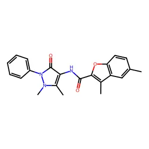 N-(1,5-dimethyl-3-oxo-2-phenyl-2,3-dihydro-1H-pyrazol-4-yl)-3,5-dimethyl-1-benzofuran-2-carboxamide structure