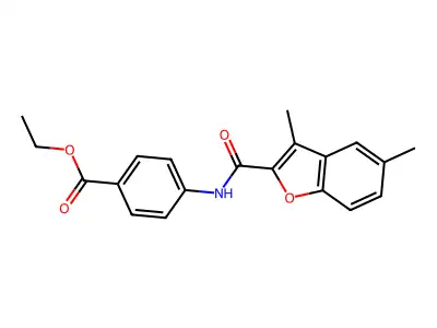 Ethyl 4-(3,5-dimethylbenzofuran-2-carboxamido)benzoate structure