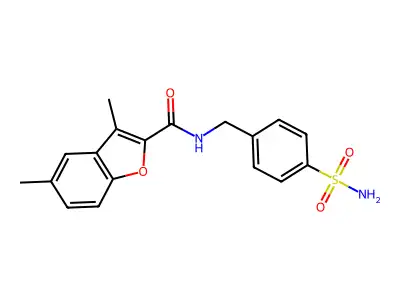 3,5-dimethyl-N-[(4-sulfamoylphenyl)methyl]-1-benzofuran-2-carboxamide structure