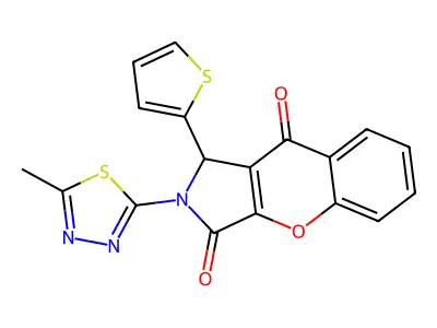 2-(5-methyl-1,3,4-thiadiazol-2-yl)-1-thiophen-2-yl-1H-chromeno[2,3-c]pyrrole-3,9-dione structure